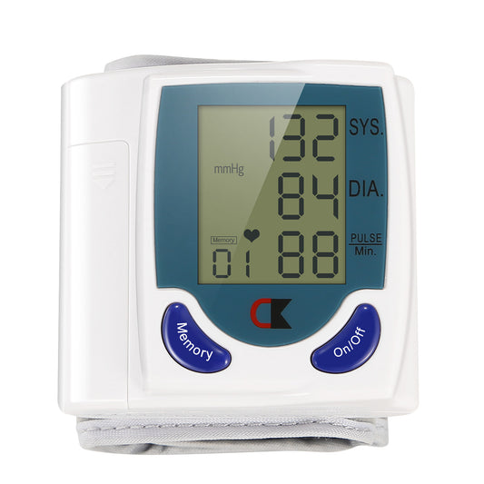 1Pc Blood Pressure Monitor Wrist Digital High Blood Pressure Cuff Heartbeat Tester With 60 Reading Memory 1.8 Inches LCD Screen Storage Box