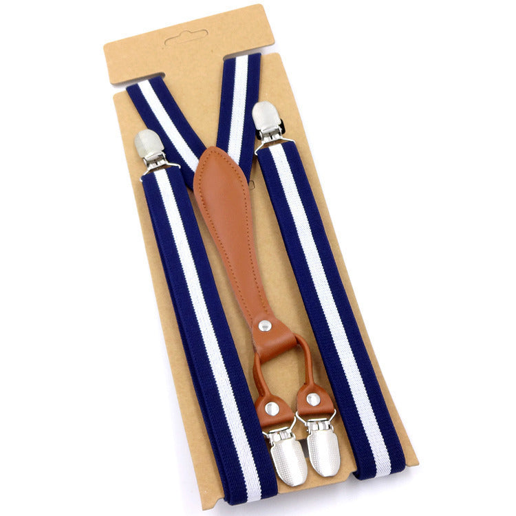 Big Children's Suspender Bow Tie Candy Color Suspenders Women's Elastic Strap Clip