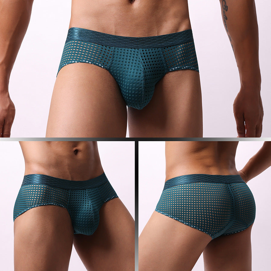 Men's Large Mesh Low Waist Wide Belt Briefs