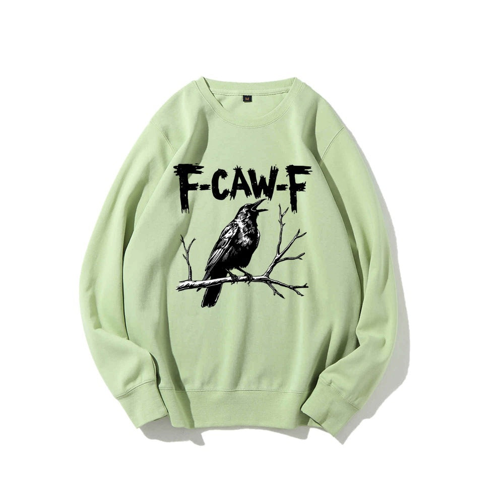 Crow Pattern Printing Autumn New Loose Daily Leisure Men's Women's Pullover