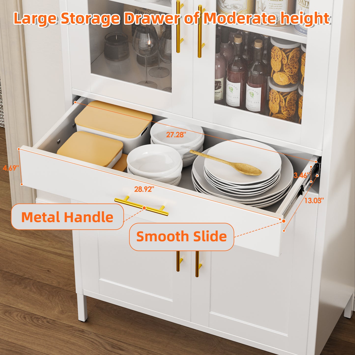 Metal Arched Household Storage Cabinet In Black And White Color