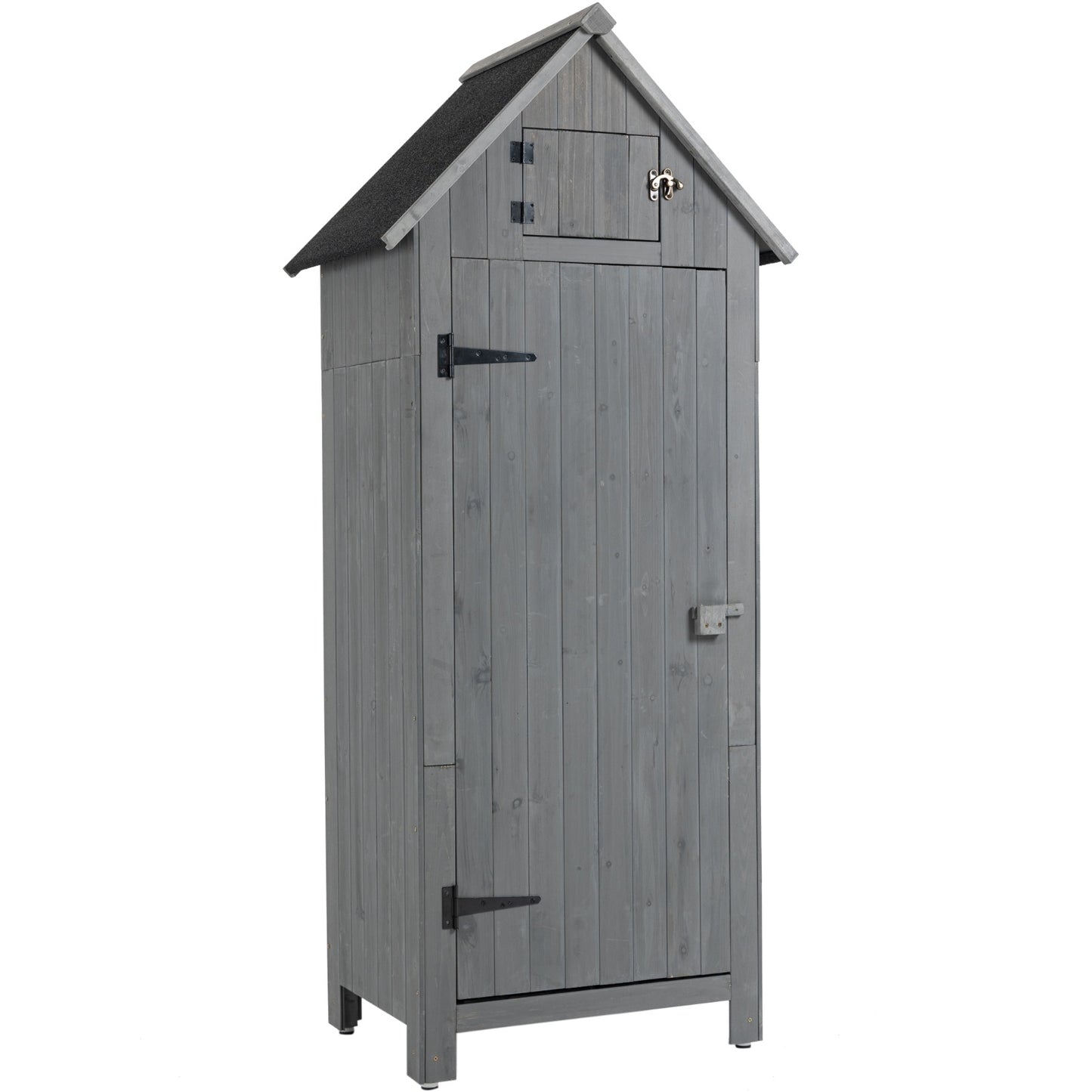Outdoor Storage Cabinet Tool Shed Wooden Garden Shed 70.5H - Gray
