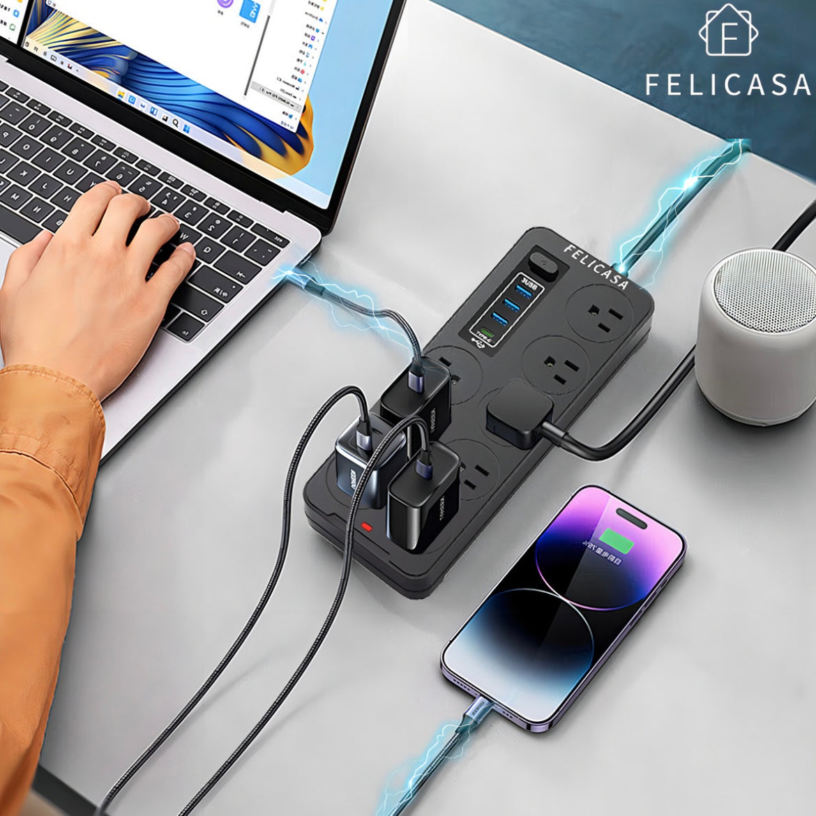 F FELICASA 12-in-1 Power Strip