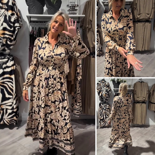 Women's European And American Elegant Long-sleeved Printed Dress