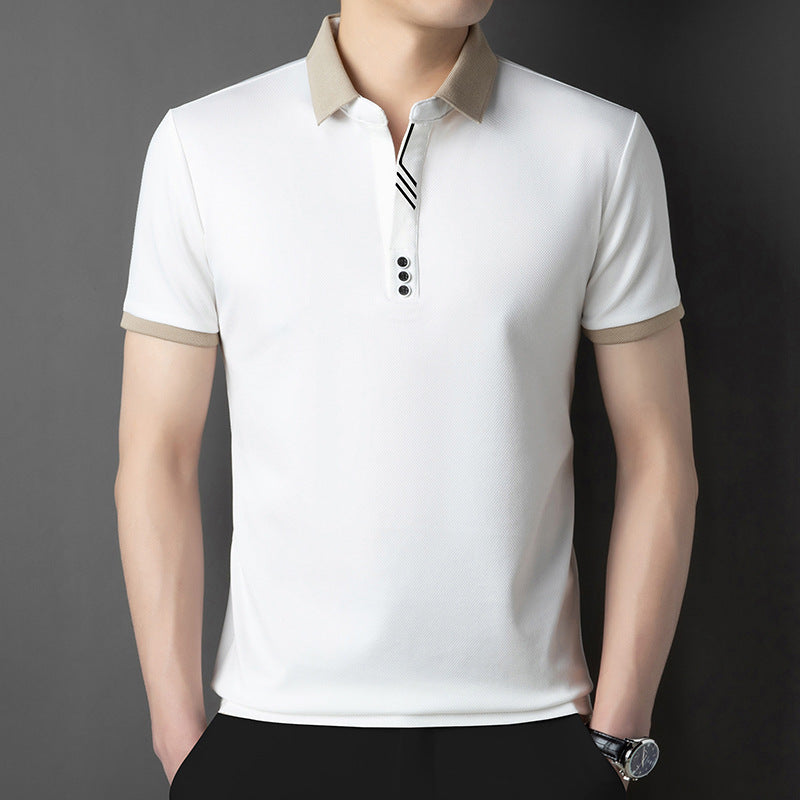 Summer Lapels Short-sleeved T-shirt Men's Skin-friendly Breathable Casual Top