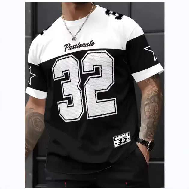 Summer Menswear Casual Digital Printed Round Neck Short Sleeve T-shirt