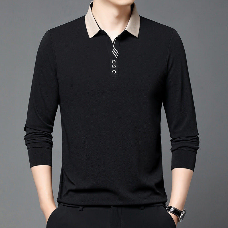 Summer Lapels Short-sleeved T-shirt Men's Skin-friendly Breathable Casual Top