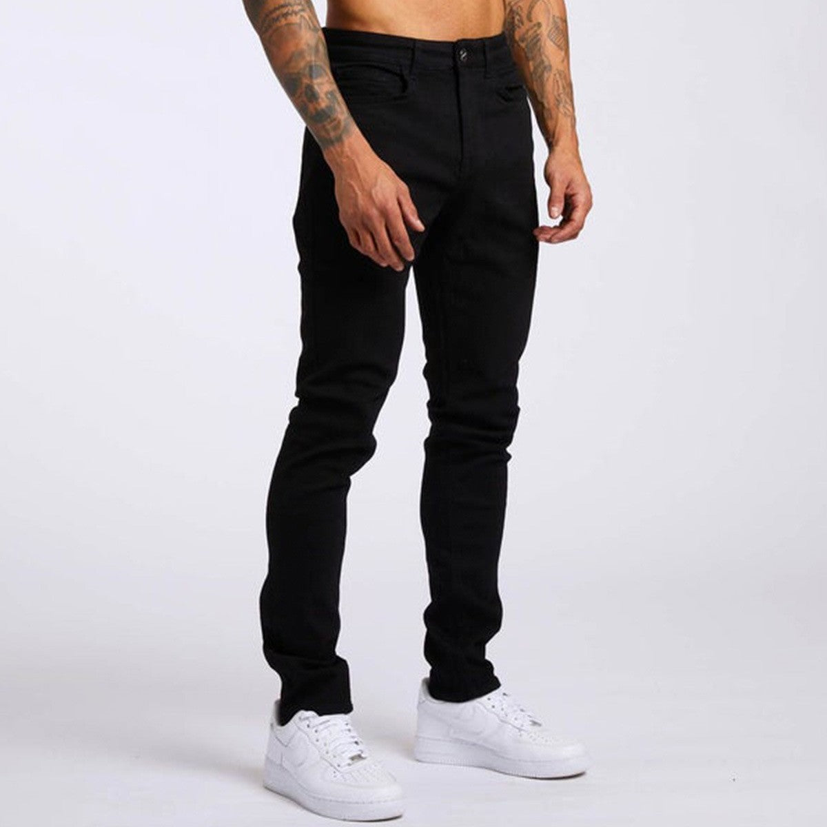 Slim-fitting Mid-waist Denim Micro-elastic Skinny Pants Men