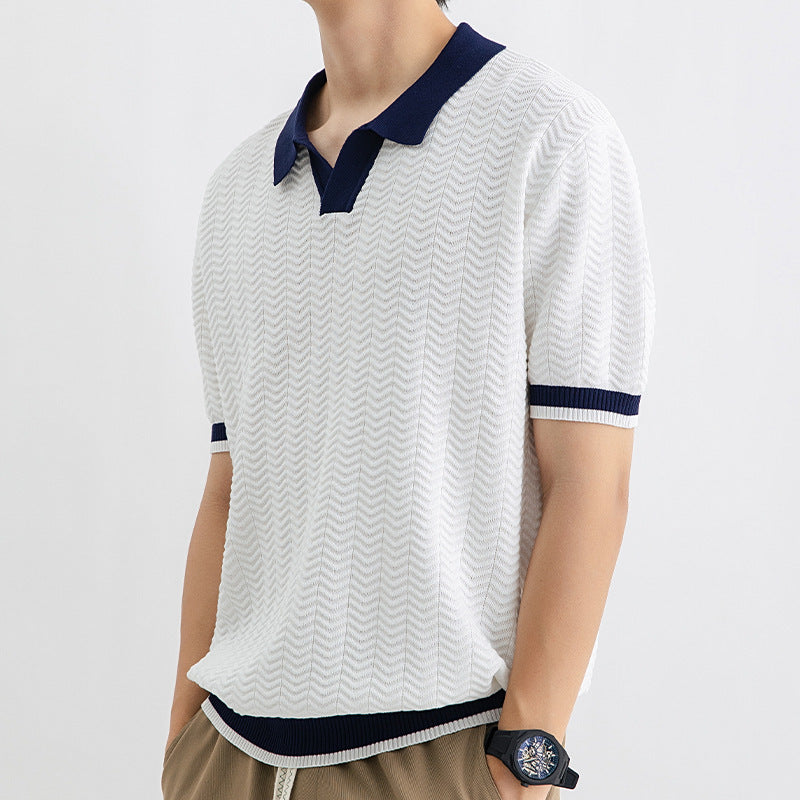 Polo Shirt Men's Ice Silk Led High-end Short-sleeved T-shirt Summer