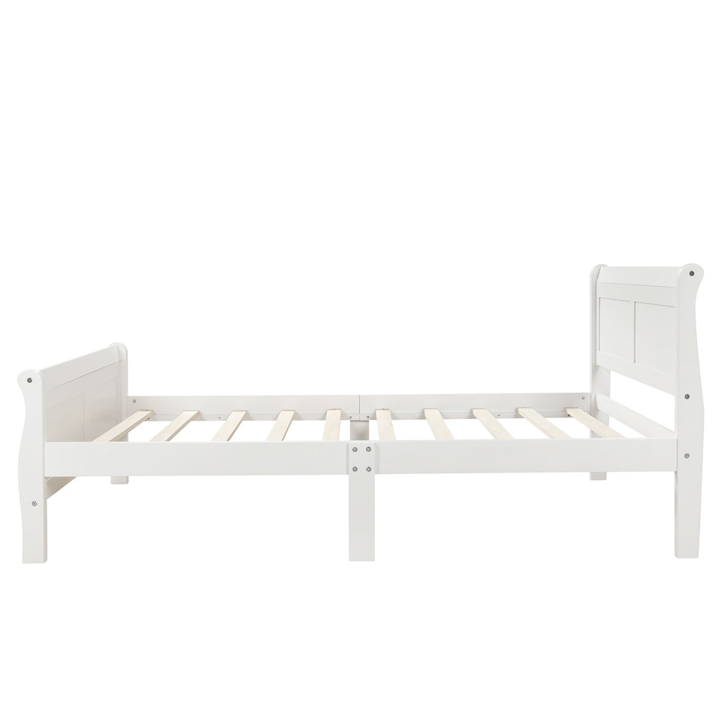 Wood Platform Twin Bed Frame Sleigh Bed With Headboard Footboard Wood Slat