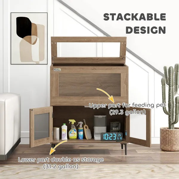 30 Gallon Stackable Reptile Tank W Storage Cabinet, Top Opening, For Bearded Dragon, Lizard, Snake, Hamster