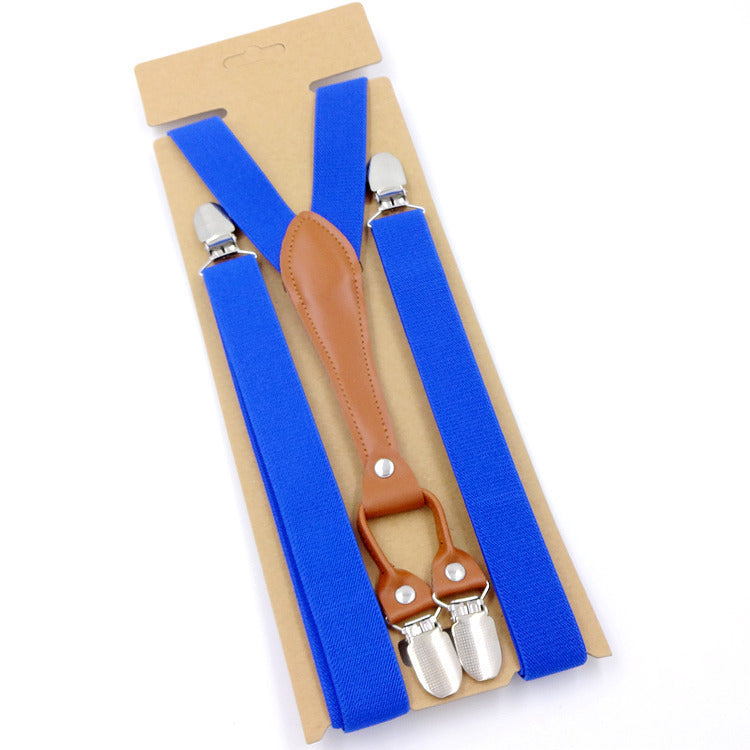 Big Children's Suspender Bow Tie Candy Color Suspenders Women's Elastic Strap Clip