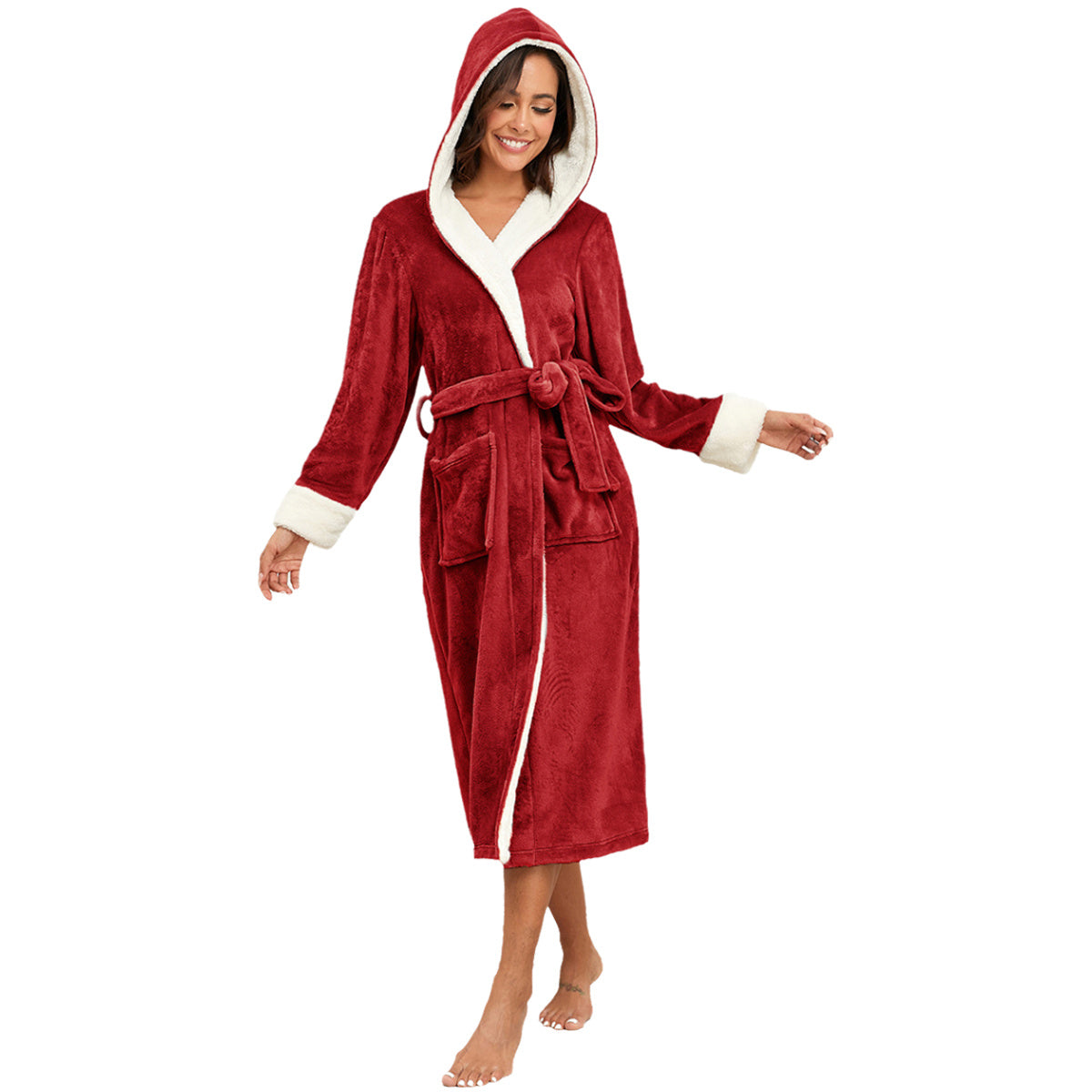 RONGTAI Ladies Long Fleece Bathrobe