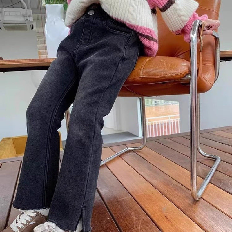 Girls' Autumn And Winter Fashionable Stretch Jeans