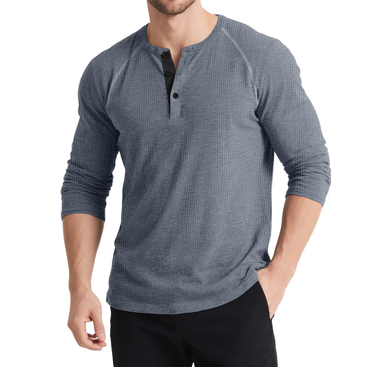 Men's Retro T-shirt Three-button Color Matching Sweater