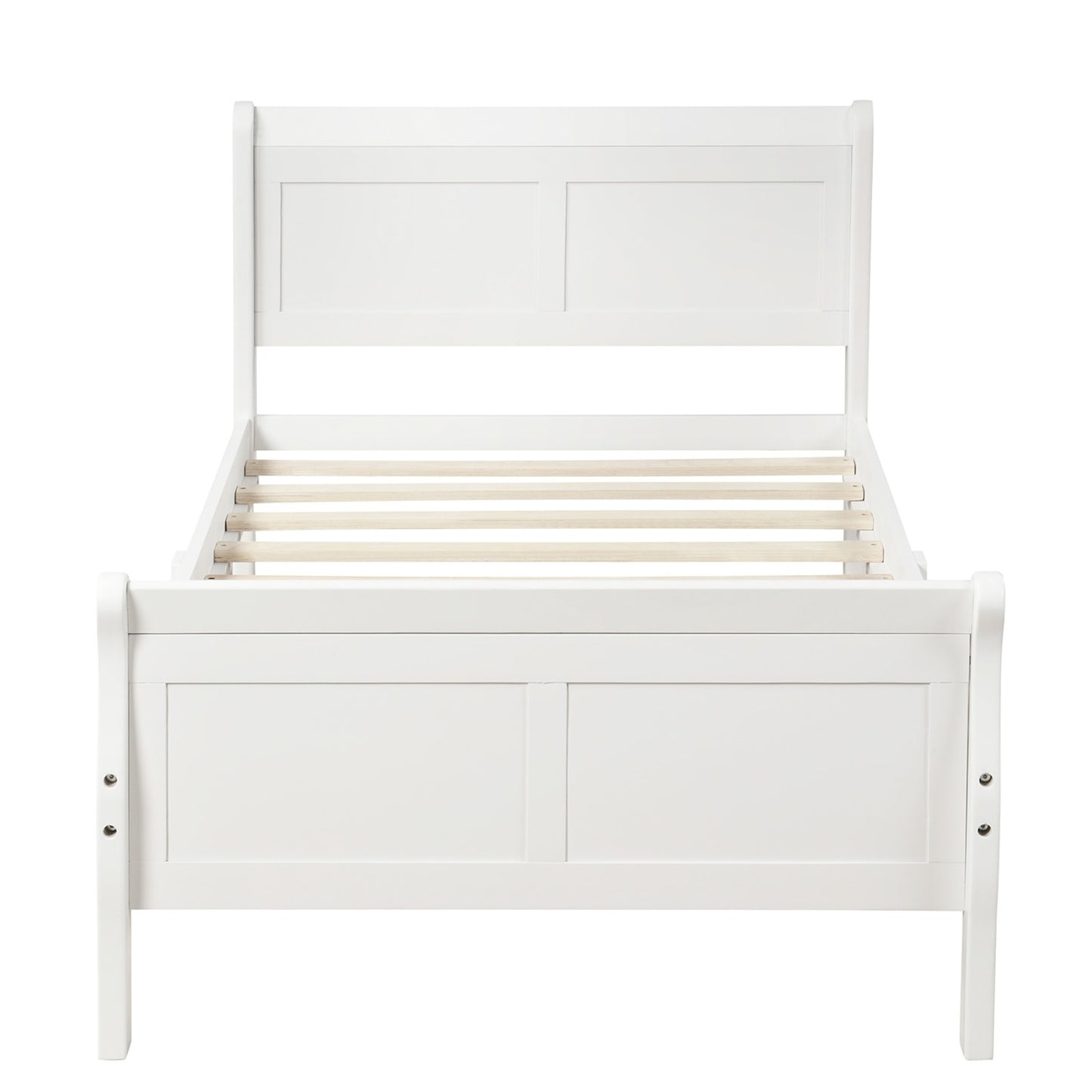 Wood Platform Twin Bed Frame Sleigh Bed With Headboard Footboard Wood Slat