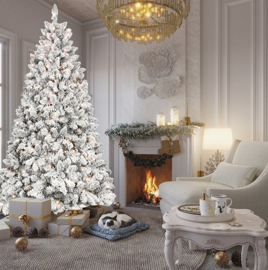 4ft Pvc Mixed Floceked Tree Pine Cone 21pcs