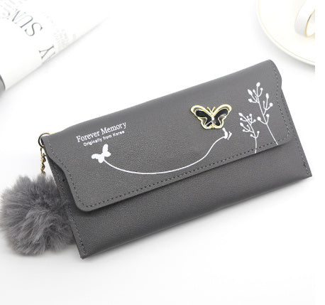 Ladies' Long Wallet With Butterfly Flowers And Simple Loose Change