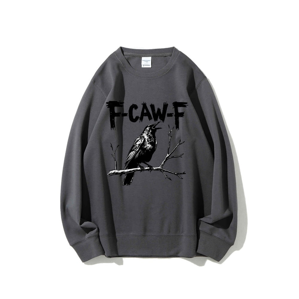 Crow Pattern Printing Autumn New Loose Daily Leisure Men's Women's Pullover