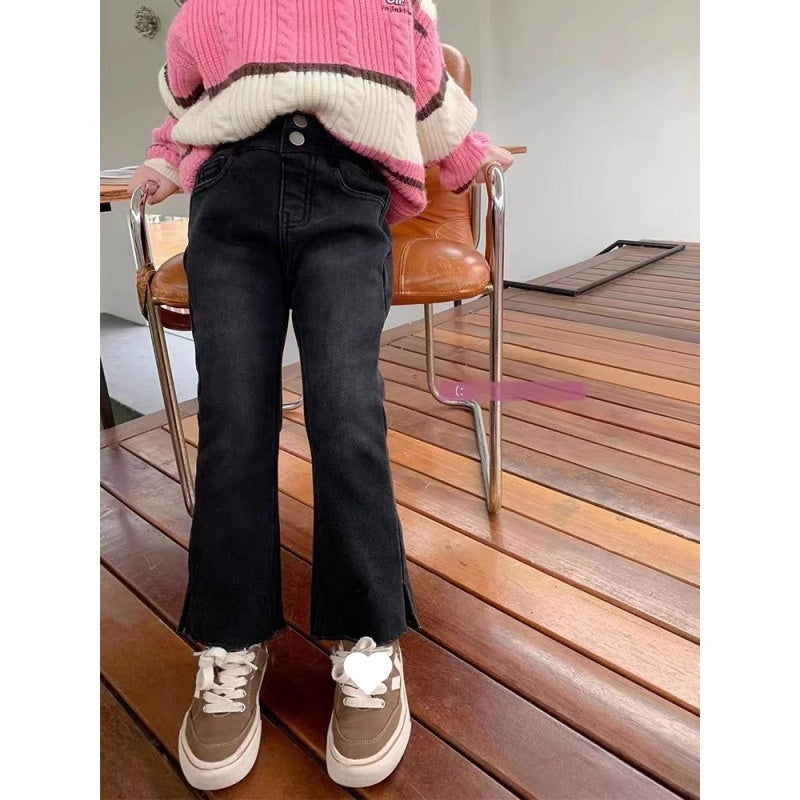 Girls' Autumn And Winter Fashionable Stretch Jeans