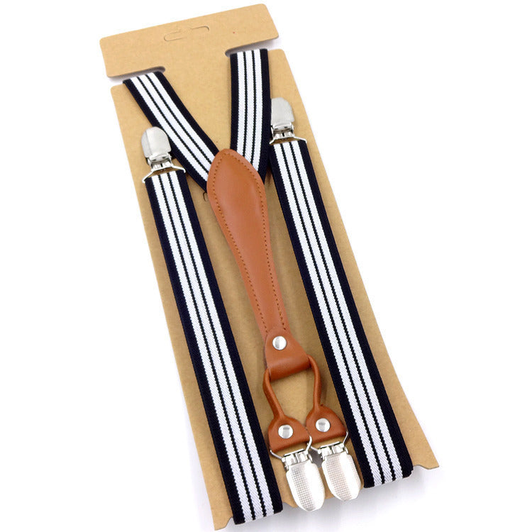 Big Children's Suspender Bow Tie Candy Color Suspenders Women's Elastic Strap Clip