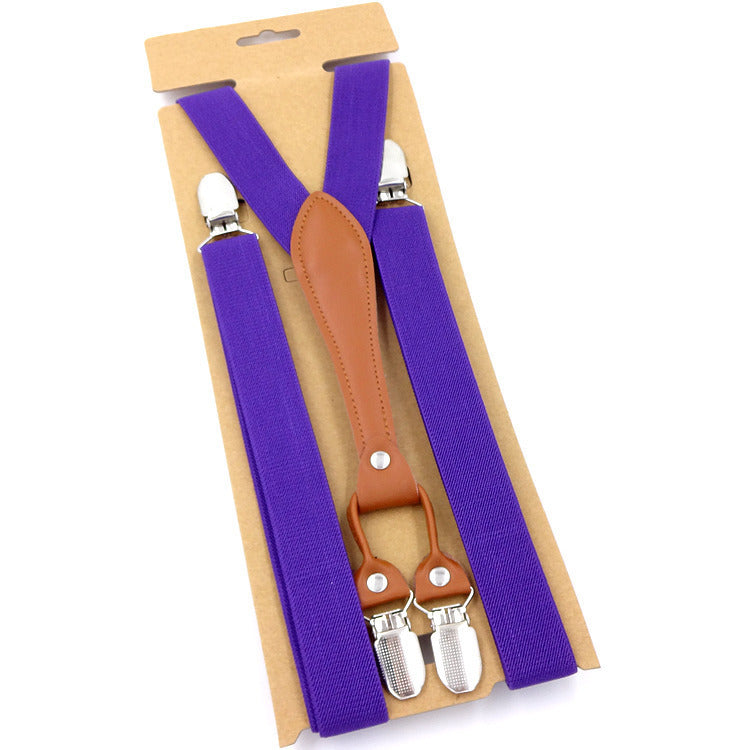 Big Children's Suspender Bow Tie Candy Color Suspenders Women's Elastic Strap Clip