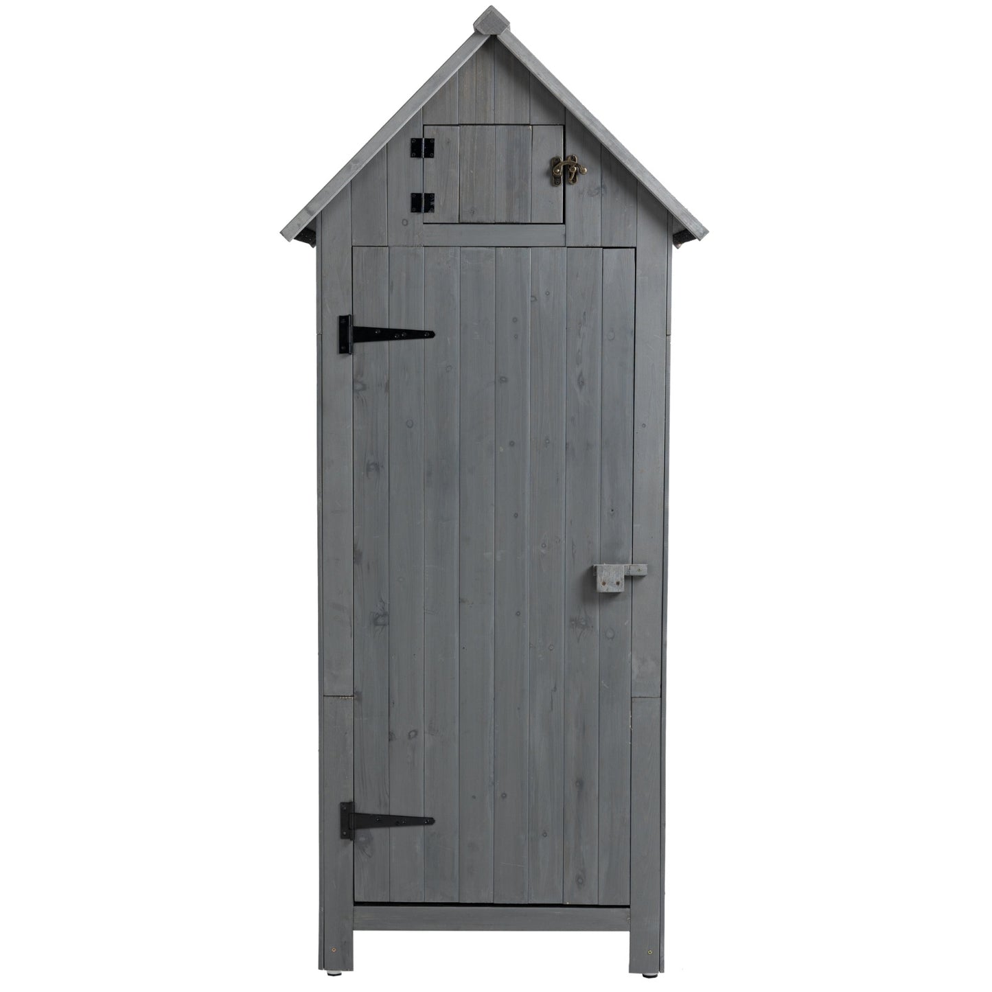 Outdoor Storage Cabinet Tool Shed Wooden Garden Shed 70.5H - Gray