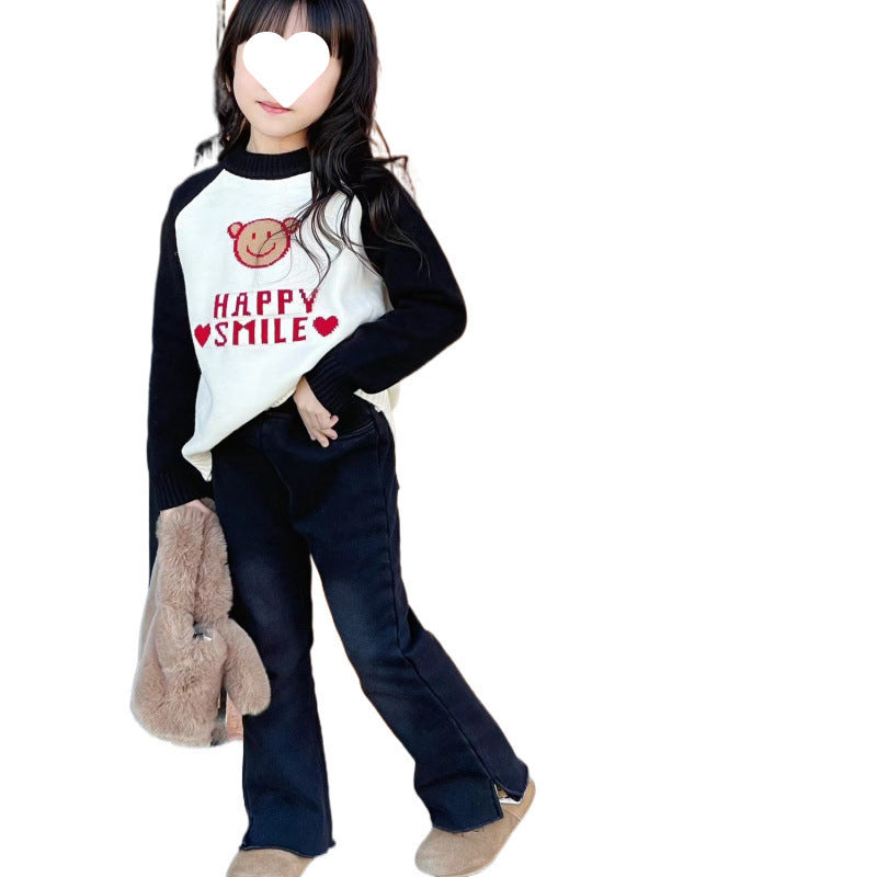 Girls' Autumn And Winter Fashionable Stretch Jeans