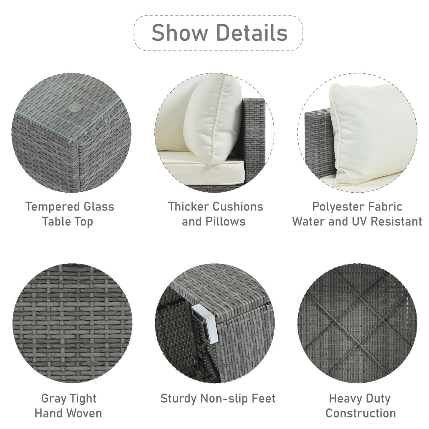 8-Pc Outdoor Patio Furniture Set, Garden Wicker Sofa, Single Sofa Combinable