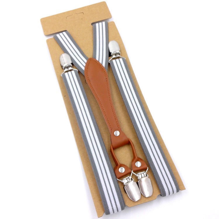 Big Children's Suspender Bow Tie Candy Color Suspenders Women's Elastic Strap Clip